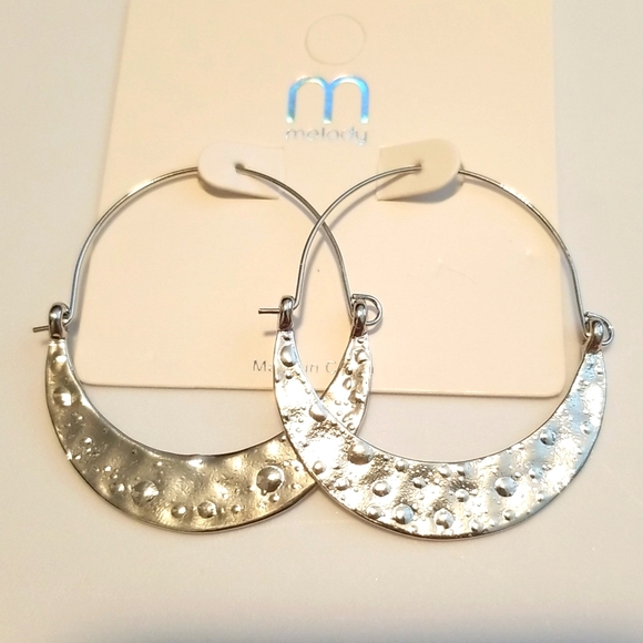 3 for $15 Textured Silver Hoop Earrings - Picture 4 of 8